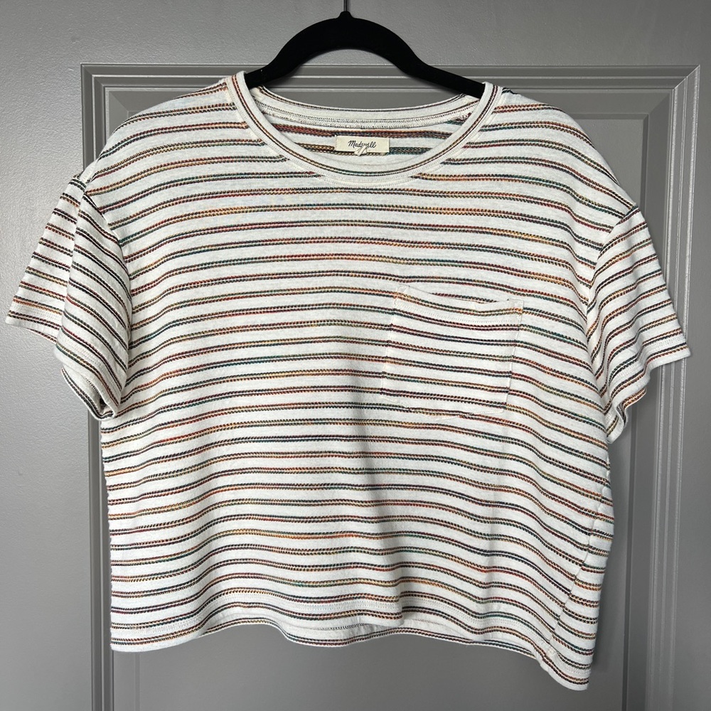 Madewell embroidered striped tee - size M